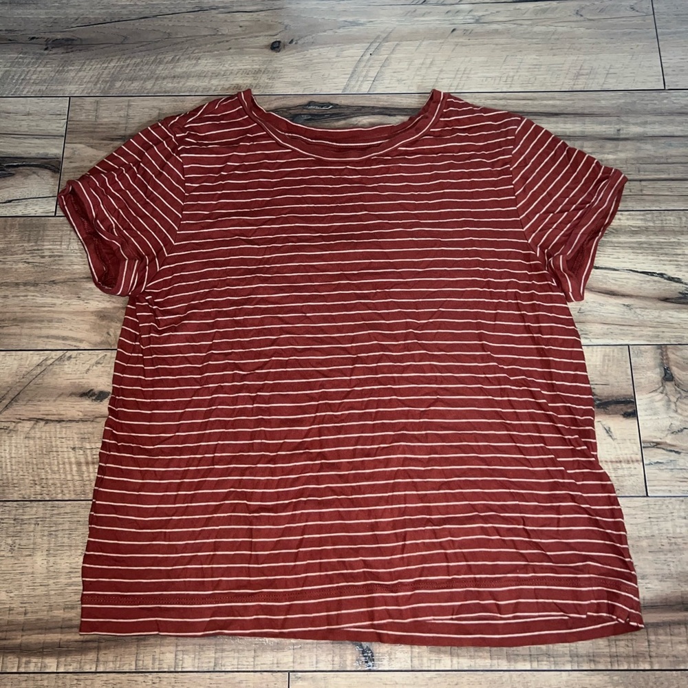 orange striped shirt